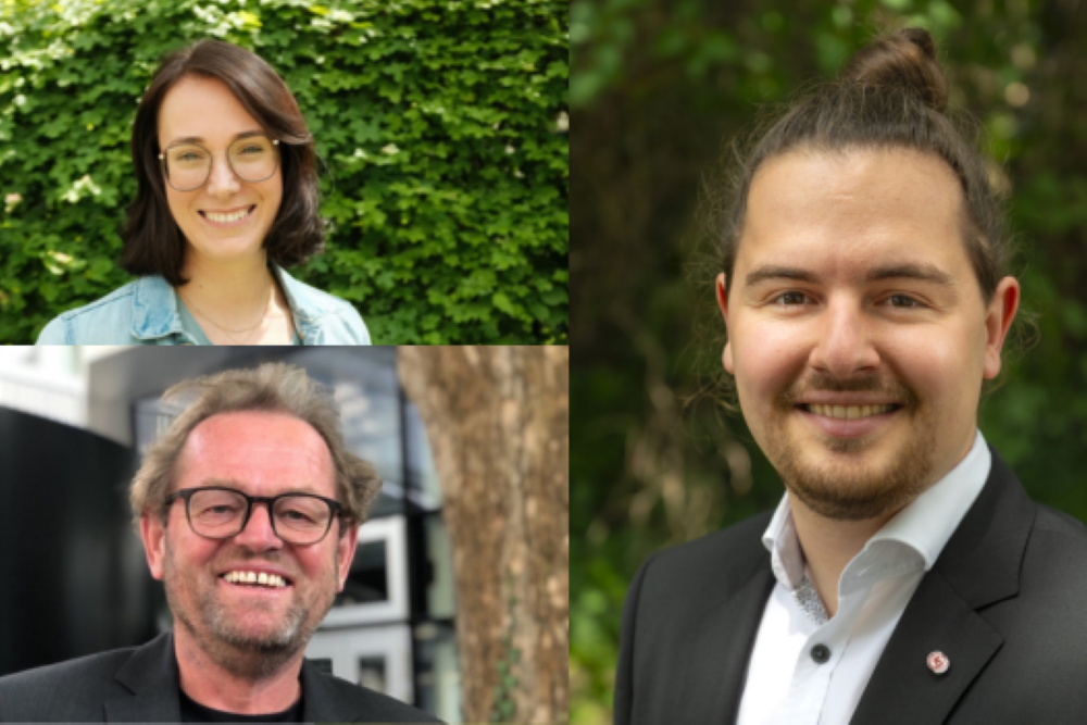 Porträts der Vorsitzenden der Katholischen Jungschar Österreich Veronika Schippani-Stockinger, des Präsidenten der Katholischen Aktion Österreich Ferdinand Kaineder und des Vorsitzenden der Katholischen Jungend Österreich Rafael Haigermoser (rechts)