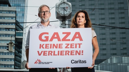 Alexander Bodmann, Vizepr?sident der Caritas ?sterreich und Laura Leyer, Gesch?ftsf?hrerin von ?rzte ohne Grenzen: 'Keine Zeit verlieren'