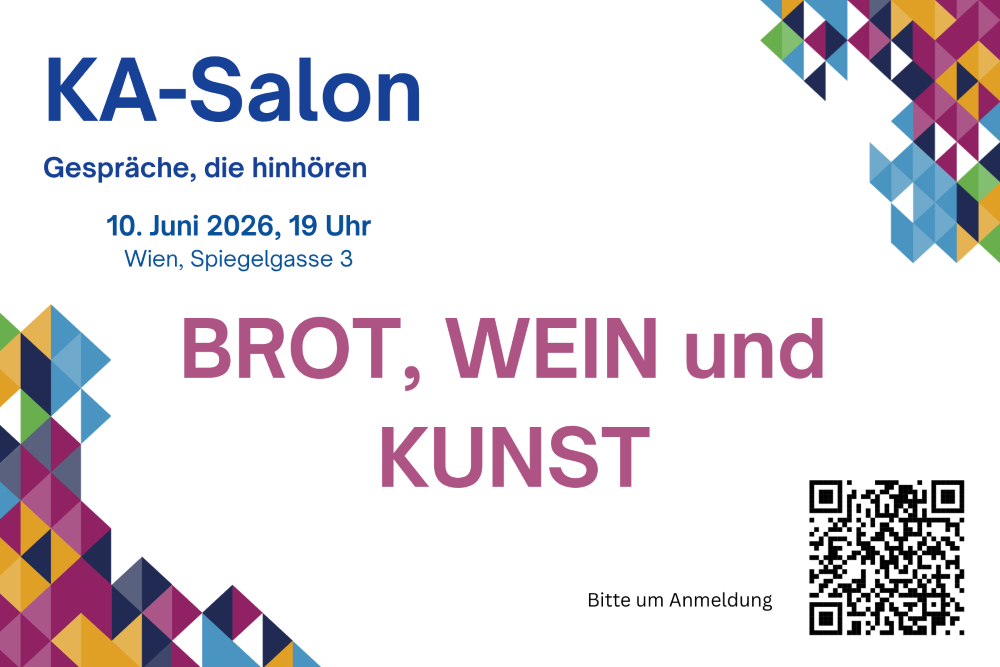 Grafik mit Einladungstext zum Salon der Katholischen Aktion Österreich zum Thema Kunst