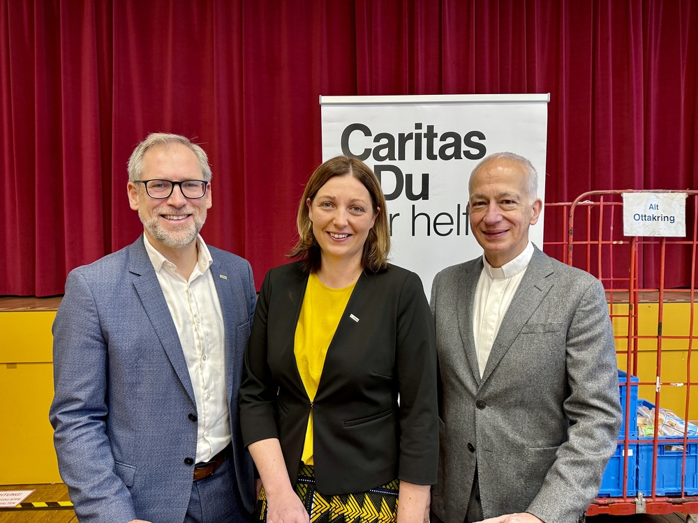 Neue Caritas-Präsidentin Nora Tödtling-Musenbichler, Caritas-Präsident Michael Landau und dtv. Caritas-Präsident Alexander Bodmann / Till Schönwälder/Kathpress Neue Caritas-Präsidentin Nora Tödtling-Musenbichler, Caritas-Präsident Michael Landau und dtv. Caritas-Präsident Alexander Bodmann