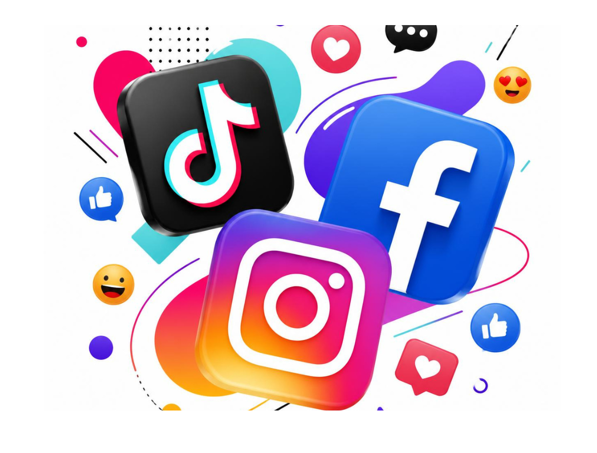 Logos von TikTok, Instagram und Facebook