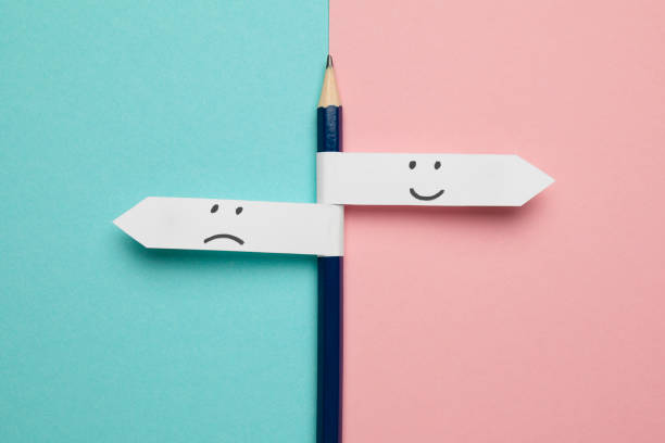 Pencil - direction indicator - choice of sad or happy mood.