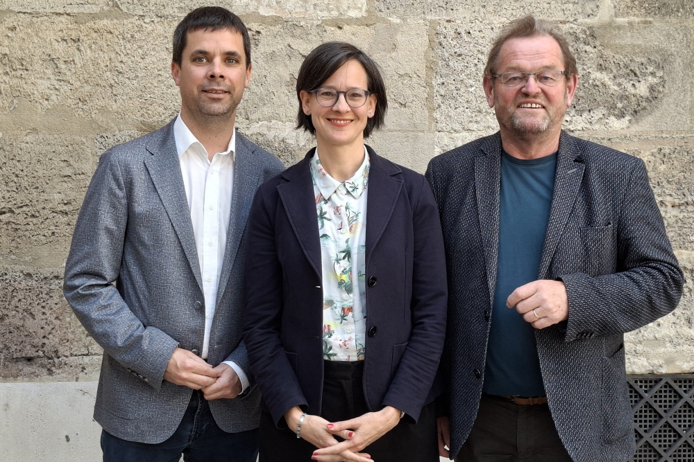 Porträt des Präsidenti:nnen-Teams der Katholischen Aktion Österreich von links nach rechts Thomas Immervoll, Katharina Renner und Ferdinand Kaineder