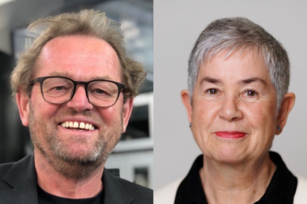 von links nach recht Porträts des Präsidenten der Katholischen Aktion Österreich Ferdinand Kaineder und der Präsidentin des ZdK irme Stetter-Karp
