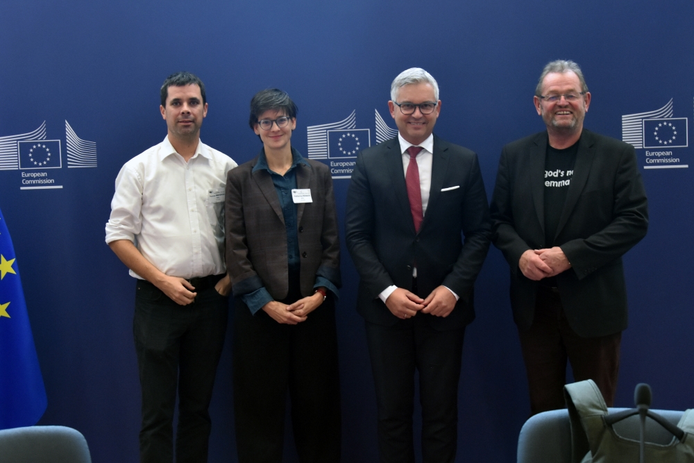 Von links nach rechts Vizepräsident der Katholischen Aktion Österreich Thomas Immervoll, Vizepräsidentin Katharina Renner, Kommissar der Europäischen Union Magnus Brunner und Präsident der Katholischen Aktion Österreich Ferdinand Kaineder