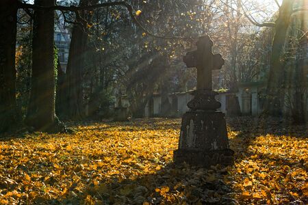 Steinkreuz auf einem Friedhof