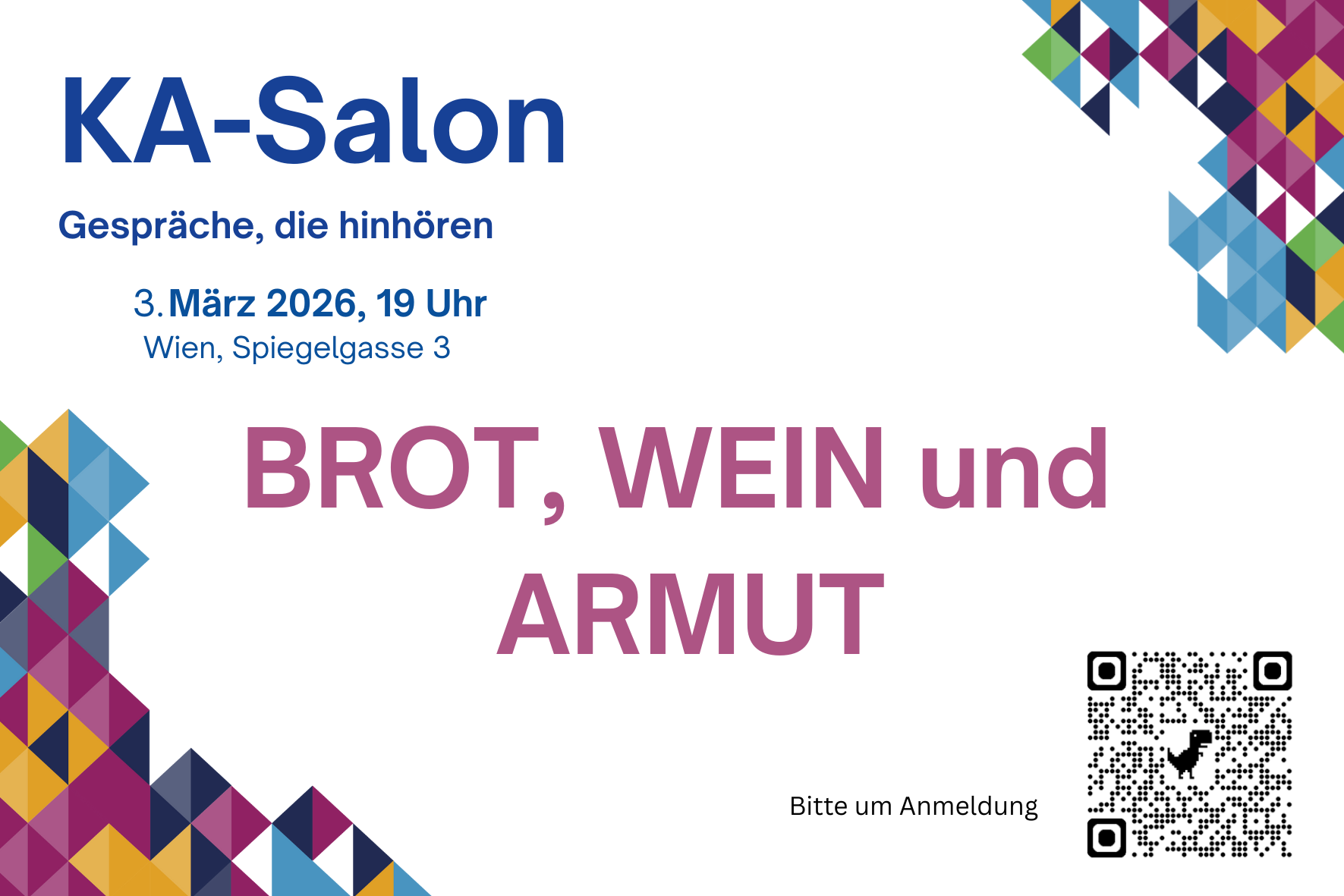 Grafik mit Einladungstext zum KA Salon Armut